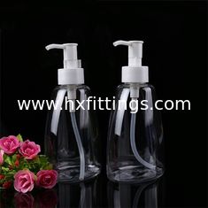 China 300ml cosmetische plastic transparante vloeibare zeep pet fles met lotionpomp leverancier